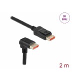 Delock DisplayPort kábel egyenes csatlakozódugóval - csatlakozódugóval 90  ívelt lefelé 8K 60 Hz 2 m