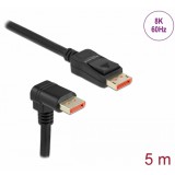 Delock DisplayPort kábel egyenes csatlakozódugóval - csatlakozódugóval 90  ívelt lefelé 8K 60 Hz 5 m