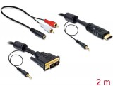 DeLock DVI-D (Single Link) (18+1) - HDMI with 3,5mm female to 2xRCA male cable 2m 84455