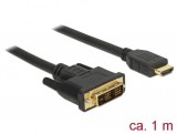 DeLock DVI-D (Single Link) male > HDMI-A male cable 1m Black 85582