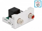 Delock Easy 45 modul, 2 x RCA anya - RJ45 anya port 22,5 x 45 mm (81341)
