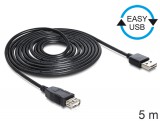 Delock EASY-USB 2.0 -A apa  USB 2.0-A anya hosszabbító kábel, 5 m 83373