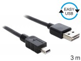 Delock EASY-USB 2.0 -A apa  USB 2.0 mini apa kábel, 3 m 83364