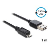 DeLOCK EASY-USB 2.0-A - USB 2.0 micro-B, 1m USB kábel USB A Micro-USB B Fekete