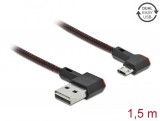 DeLock EASY-USB 2.0 Cable Type-A male to EASY-USB Type Micro-B male angled left / right 1.5m Black 85272