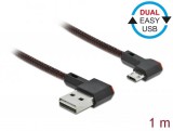 DeLock EASY-USB 2.0 Cable Type-A male to EASY-USB Type Micro-B male angled left/right 1m Black 85271