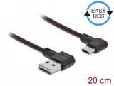 DeLock EASY-USB 2.0 Cable Type-A male to USB Type-C male angled left / right 0,2m Black 85279