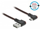 Delock EASY-USB 2.0 kábel A-típusú csatlakozódugó - EASY-USB Micro-B típusú csatlakozódugó, ívelt ba