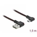 Delock EASY-USB 2.0 kábel A-típusú csatlakozódugó - EASY-USB Micro-B típusú csatlakozódugó, ívelt ba