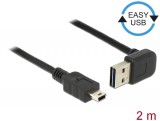 DeLock EASY-USB 2.0 Type-A male angled up / down > USB 2.0 Type Mini-B male 2m Cable Black 83544