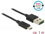 DeLock EASY-USB 2.0 Type-A male > EASY-USB 2.0 Type Micro-B male 1m cable Black 83844