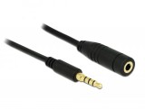 DeLock Extension Cable Audio Stereo Jack 3.5 mm male / female IPhone 4 pin 1m Black 84666