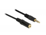 DeLock Extension Cable Audio Stereo Jack 3.5mm male / female IPhone 4 pin 0,5m Black 84716