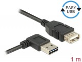 DeLock Extension cable EASY-USB 2.0 Type-A male angled left/right > USB 2.0 Type-A female 1m Black 83551