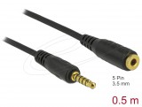 DeLock Extension Cable Stereo Jack 3.5 mm 5 pin male to female 0,5m black 85700
