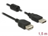 DeLock Extension cable USB 2.0 Type-A male > USB 2.0 Type-A female 1.5m Black 84884
