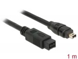 DeLock FireWire 9 pin male > 4 pin male 1m cable Black 82588