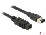 DeLock FireWire 9 pin male > 6 pin male cable 1m Black 82595