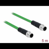 Delock Hálózati kábel M12 4 tűs D-kódú apa - apa TPU 5 m hosszú (85920) (85920)