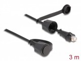 Delock hálózati kábel RJ45 csatlakozó RJ45 dugóhoz Cat.6 STP védőkupakkal kültéri IP68 por- és vízálló fekete 3 m