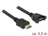 DeLock HDMI-A male > HDMI-A female panel-mount 4K 30 Hz 0.5m Cable 85463