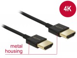 DeLock HDMI-a male > HDMI-a male 3D 4K slim premium with ethernet 2m Black 84773