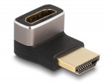 Delock HDMI adapter apa - anya 90 lefelé néző csatlakozódugóval 8K 60 Hz szürke fém (60085)