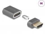 DeLock HDMI Adapter male to female 8K 60 Hz magnetic Grey 66684