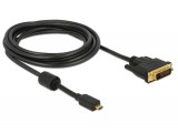 DeLock HDMI cable Micro-D male > DVI-D (Dual Link) 24+1 male 2m Black 83586