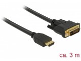 Delock HDMI - DVI 24+1 kétirányú kábel 3 m