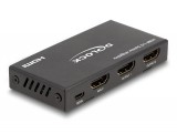 Delock HDMI elosztó 1 x HDMI megoszlik 2 x HDMI-vé, 4K 60 Hz kimenettel és downscalerrel (18651)