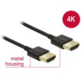 Delock HDMI - HDMI prémium kábel (2.0, 1,5 m, vékony kábel, kompakt csatlakozók)