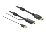 DELOCK HDMI M DisplayPort M 4K cable 2m powered by USB A M black