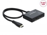 DeLock HDMI Splitter 1xHDMI in>2 x HDMI out 4K 60 Hz 0,6m Black  87747