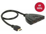 DeLock HDMI Switch HDMI UHD 3x HDMI in 1x HDMI out 4k - 50cm kábel (18600)