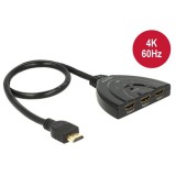 DeLock HDMI Switch HDMI UHD 3x HDMI in 1x HDMI out 4k - 50cm kábel (18600) (18600)