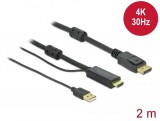 DeLock HDMI to DisplayPort 4K 30Hz 2m cable Black 85964