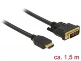 DeLock HDMI to DVI-D (Dual Link) (24+1) cable bidirectional 1,5m Black 85653