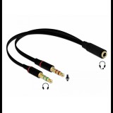 Delock Headset adapter 1 x 3,5 mm-es 4-tűs anya sztereo jack - 2 x 3,5 mm-es, 3-tűs apa sztereo jack
