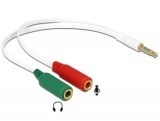 DeLock Headset Adapter 1x 3.5mm 4 pin Stereo jack male > 2x 3.5mm 3 pin Stereo jack female 65447