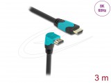 DeLock High Speed HDMI cable male straight to male 90° downwards angled 48 Gbps 8K 60Hz 3m Black 86993