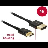 Delock High Speed HDMI Ethernettel - HDMI-A apa -> HDMI Mini-C apa 2m vékony (84778) (d84778)