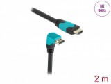 Delock High Speed HDMI kábel egyenes csatlakozódugóval - csatlakozódugóval 90 ívelt lefelé 48 Gbps