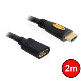 DeLock High Speed HDMI with Ethernet – HDMI A male > HDMI A female 2m Black 83080-dl