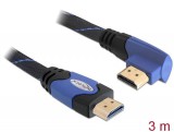 DeLock High Speed HDMI with Ethernet – HDMI A male > HDMI A male angled 4K cable 3m 82957