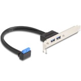 Delock Hornyos konzolos kábel 1 db. USB 5 Gbps tűfejes anya 90 -ban hajlított végződéssel és 2 db. USB 5 Gbps A-típusú anya végződéssel 50 cm