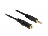 Delock jack 3.5 mm 4 tűs hosszabbító kábel 5m fekete (84669)