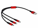 Delock kábel - 85891 (usb2.0 - microusb, lightning, usb type-c tölt&#337; kábel készlet, fekete, 30cm)