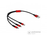 Delock Kábel - 85891 (USB2.0 - microUSB, Lightning, USB Type-C töltő kábel készlet, fekete, 30cm)