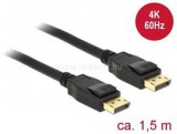 Delock kábel Displayport 1.2 male/male összekötő 4K 60Hz, 1.5m, fekete (DL85508)